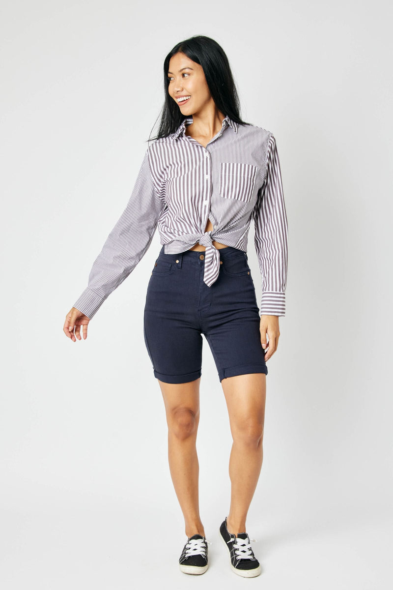 Judy Blue Tummy Control Navy Denim Bermuda Shorts – Best You Boutique LLC