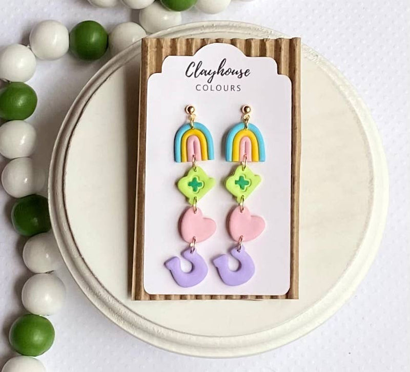 Handcrafted Polymer Clay Earrings- Lucky Charms