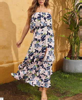 Tube Layered Floral Print Dress