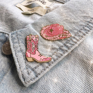 Cowgirl Hat Enamel Pin, Pink