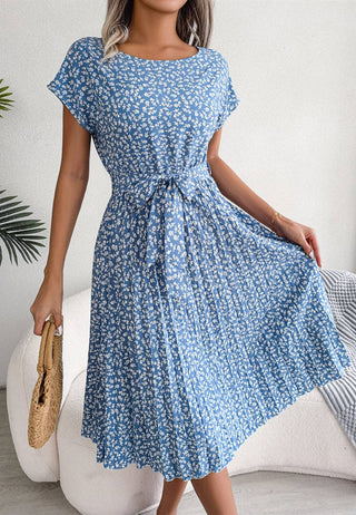 Ditsy Floral Print Pleated Dress