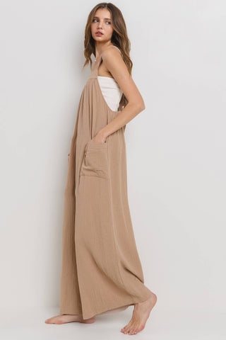 Cotton Gauze Solid Wide leg Jumpsuit