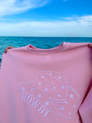 Sunkissed Coconut Howdy Cowgirl Embroider Sweatshirt