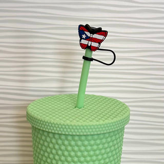 Straw Cover American Flag USA Butterfly 7mm