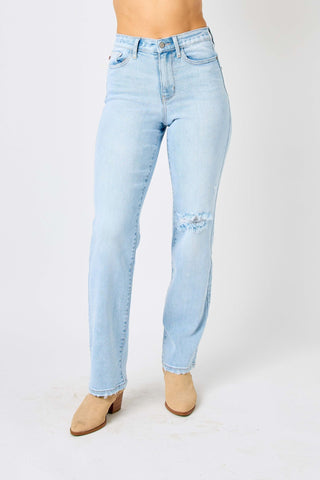 Judy Blue Reg/Plus  High Waist Destroy & Back Ripped 90's Straight Leg Jeans