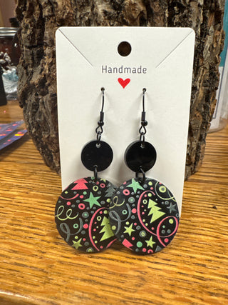 Handmade Abstract Red & Green Earrings