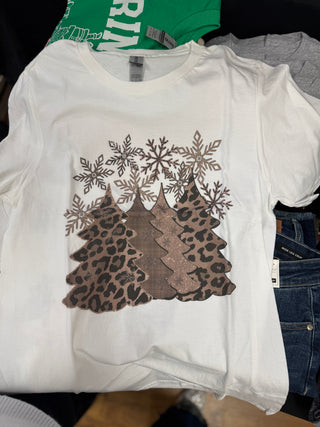 White T-Shirt With Three Christmas Trees