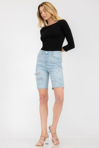 Judy Blue Reg/Plus High Waist Destroyed Cut Off Bermuda Shorts