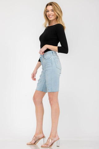 Judy Blue Reg/Plus High Waist Destroyed Cut Off Bermuda Shorts