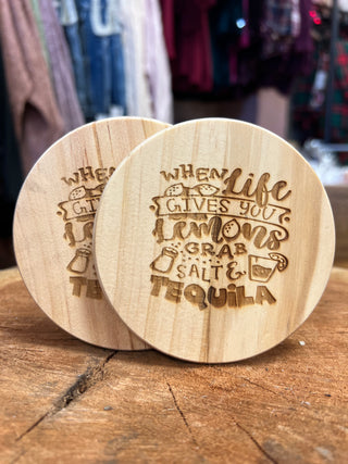 “When Life Gives You Lemons” Wooden Coasters - 2 Pack