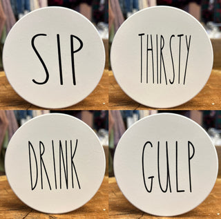 One Word Saying Tile Coasters