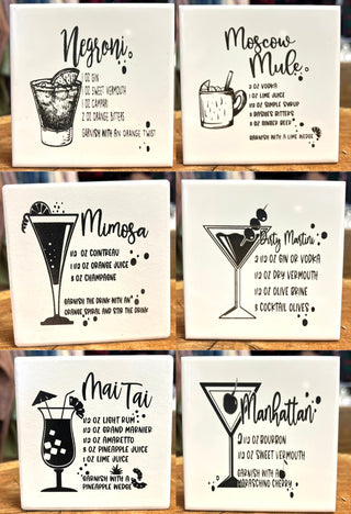 Drink Recipe Tile Coasters - 4 Pack