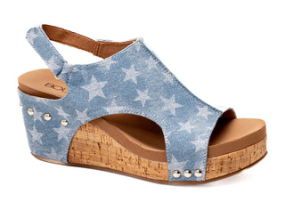 Corkys Carley Denim Star Canvas Wedge