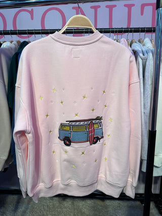 Sunkissed Coconut Embroidered Van Sweatshirt