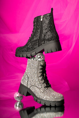 Mood Rhinestone Combat Boots