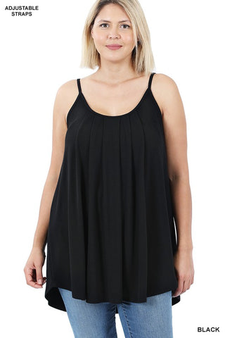 Plus Size Pleated Spaghetti Strap Cami