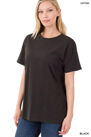 Reg/Plus Cotton Boyfriend Round Neck Tee