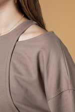 Oversized double layered cross pullover top