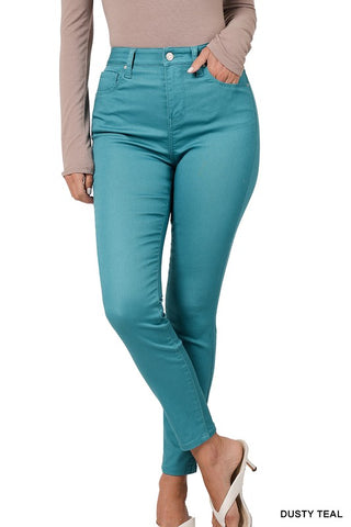 High Rise Skinny Dusty Teal Denim Pants