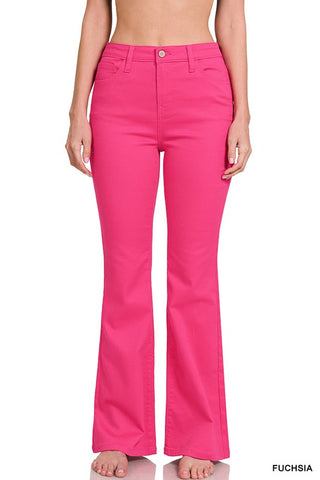 High Rise Bootcut Fuchsia Color Denim Pants