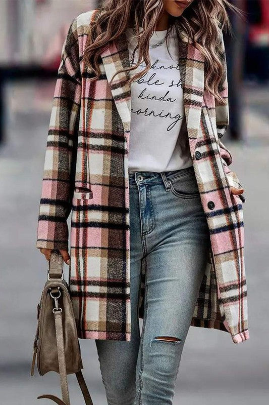 Pink plaid outlet coat