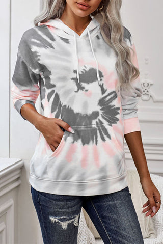 Tie Dye Gray and Pink Swirl Pattern Hoodie