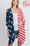 Plus Size Stars and Stripes Open Cardigan