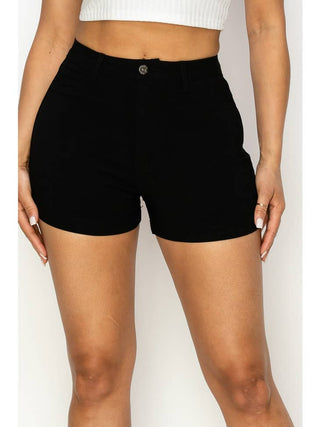 High Waisted Black Color Denim Shorts