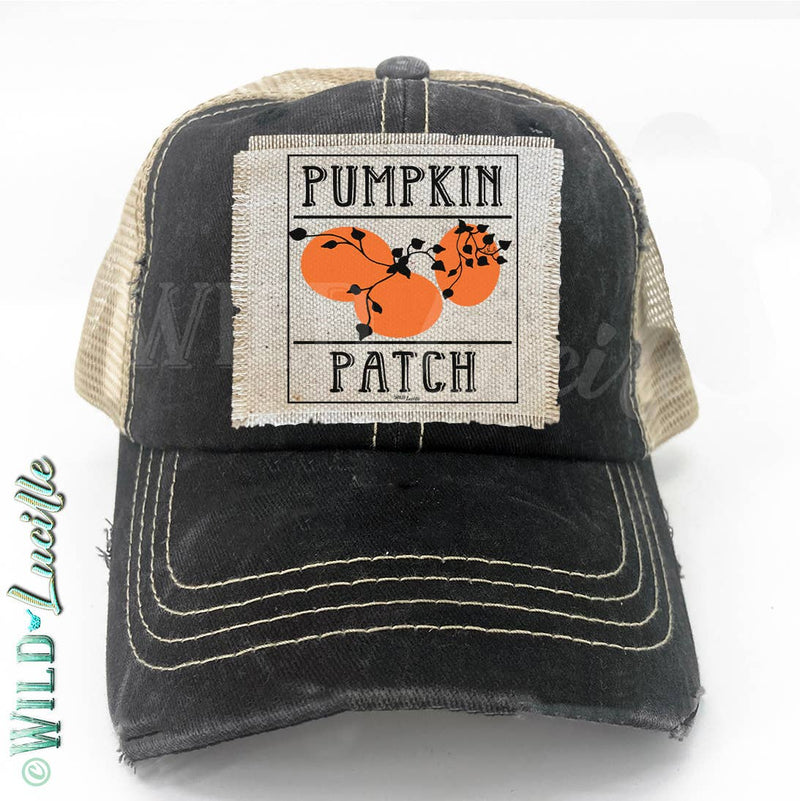 Abstract Pumpkin Patch - Distressed Trucker Hat Caps