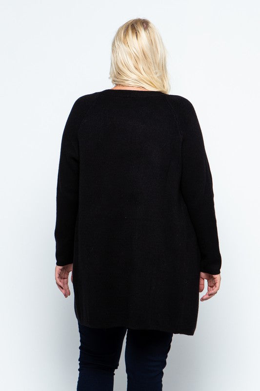 Draped Open Front Cardigan