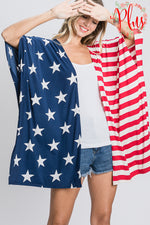 Plus Size Stars and Stripes Open Cardigan