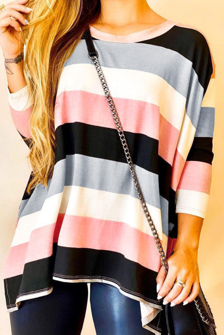 Colorblock Long Sleeves Tunic Top