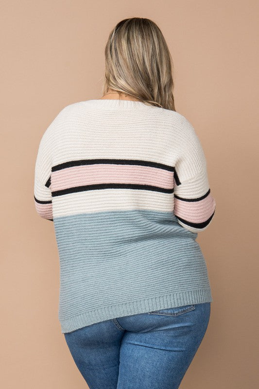 Striped Color Block Knit Sweater