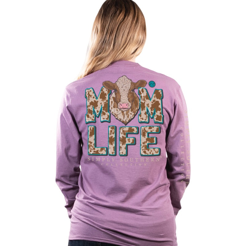 Simply Southern Cow "Mom Life" Long Sleeve T-Shirt