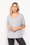 BASIC V NECK SHORT SLEEVE TOP/PLUS SIZE TOP
