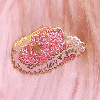 Cowgirl Hat Enamel Pin, Pink