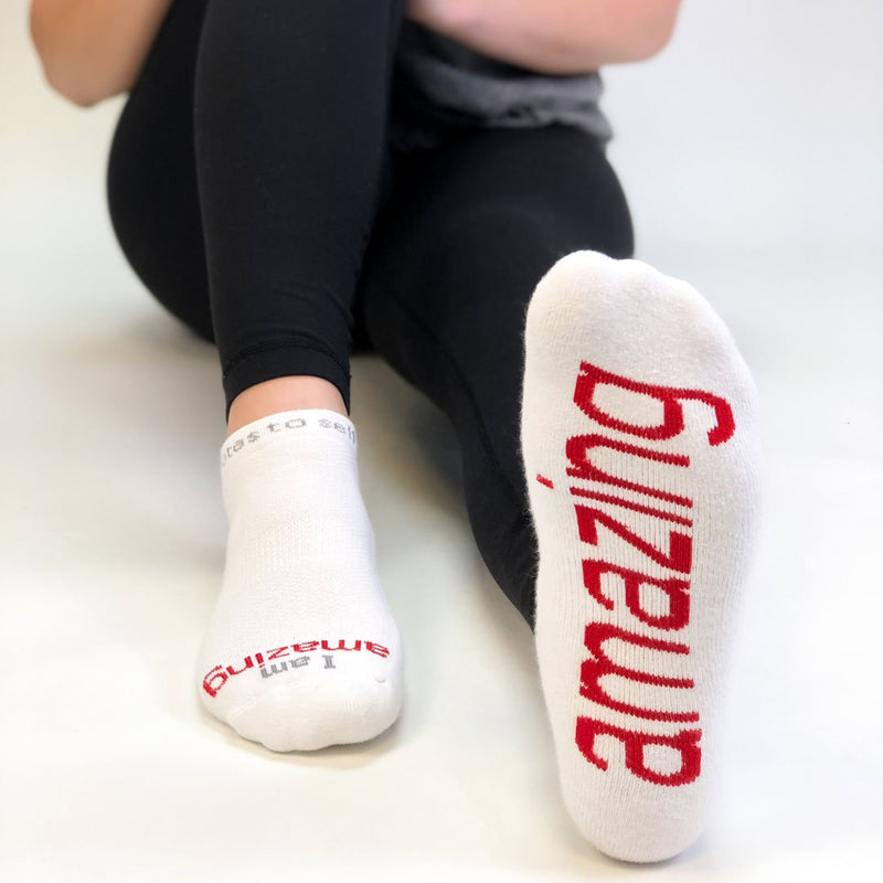 Notes to Self "I Am Amazing" White Positive Affirmation Socks