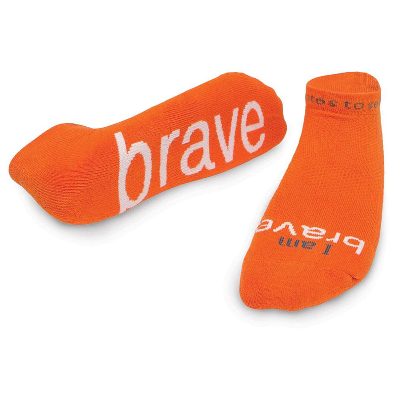 Notes to Self "I Am Brave" Orange Positive Affirmation Socks