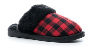 Red Plaid Snooze Fuzzy Slippers