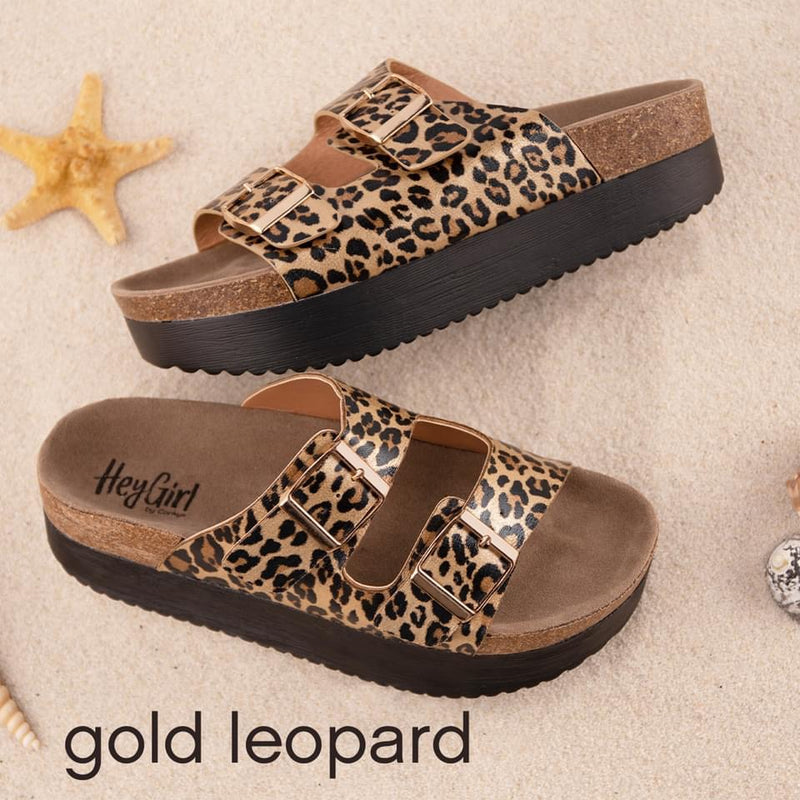 Tabloid Gold Leopard Wedge Sandal