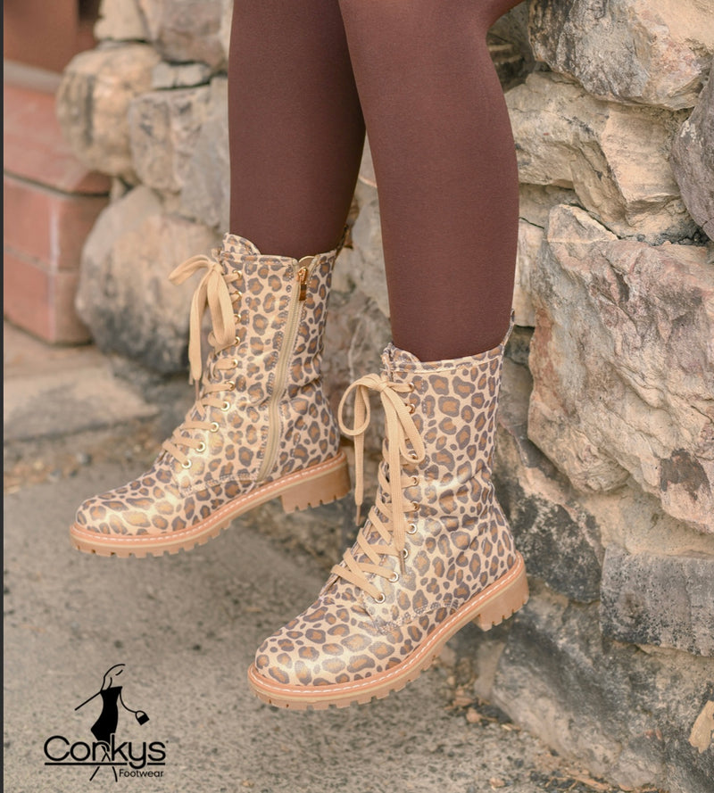 Fomo Gold Leopard Boots