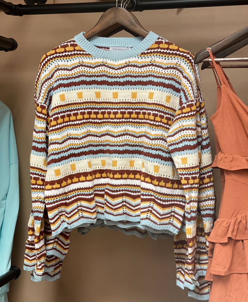Miss Sparkling Multi Brown Knit Sweater