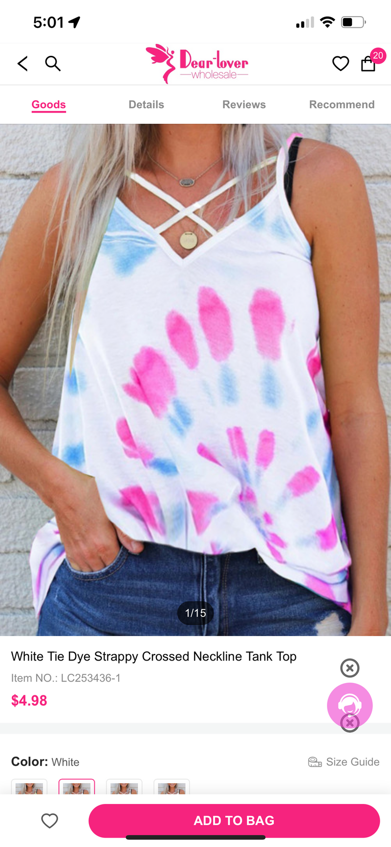 Tie Dye Pink and Blue Flowy Tank Top