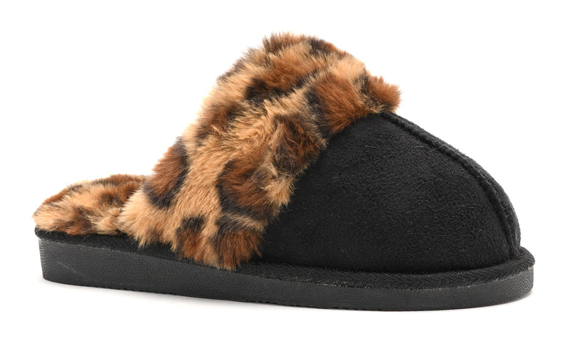 Black Leopard Snooze Fuzzy Slippers