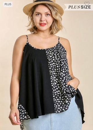 Plus Size Animal Print Tank in Black