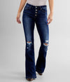 Lindsey Mid Rise Distressed Flare Petite