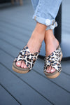 Cheerful Gold Cheetah Wedge Sandal