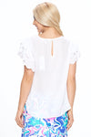 Ana Tiered Sleeve and Eyelet Detailed Top in White