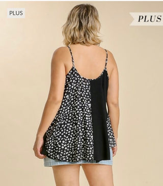 Plus Size Animal Print Tank in Black