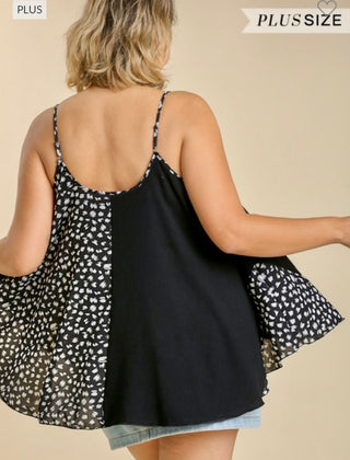 Plus Size Animal Print Tank in Black